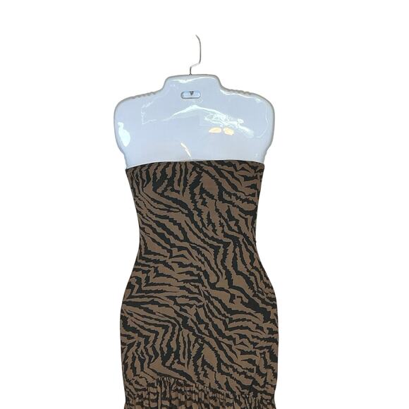Abyovrt Strapless Backless Tiger High Split Mesh Cocktail Women's Medium NWT - Picture 2 of 11